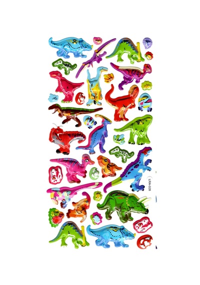 Sticker Kabartmalı Stiker Defter, Planlayıcı Etiket Limlra-028 - 17x9 Cm - Renkli Dinazorlar