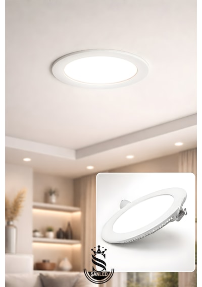 15w Tasarruflu Led Yuvarlak Beyaz Işık Sıva Altı Slim Panel Tavan Aydınlatma Armatürü-1 Adettir
