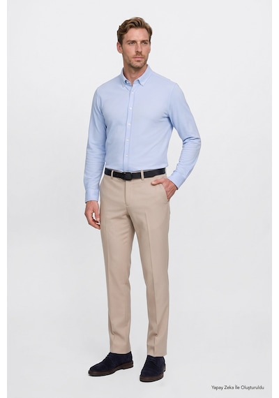 Ac&Co / Altınyıldız Classics Erkek Bej Slim Fit Dar Kesim Klasik Yan Cep Pantolon