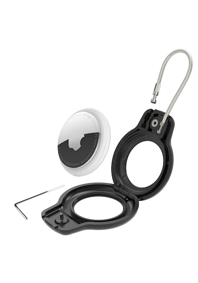 Buff Tagsafe Rope Steel Taşınabilir Anahtarlık Apple Uyumlu AirTag Kılıf Black