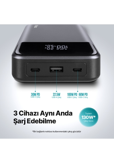 Ttec Recharger Pro Lcd 20.000mah Pd 130w Taşınabilir Hızlı Şarj Aleti/powerbank 2bb218ug Renkli