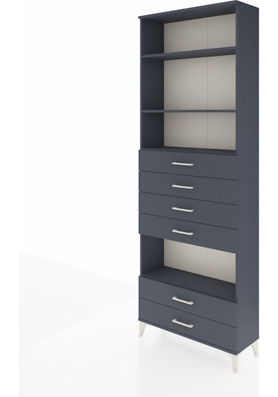 Arges Dolap 4 Raflı 6 Çekmeceli 88x30x243 Antrasit-antrasit Antrasit