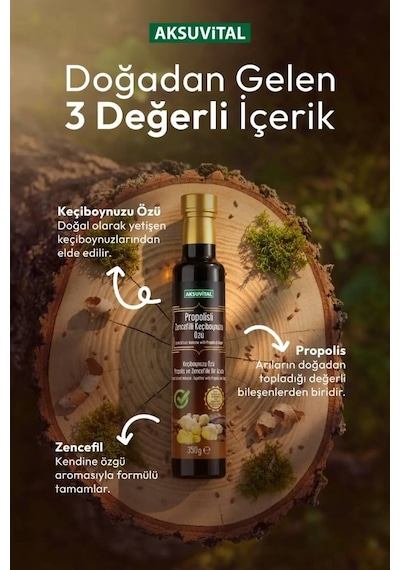 PROPOLİSLİ ZENCEFİLLİ KEÇİBOYNUZU ÖZÜ - 350 GR
