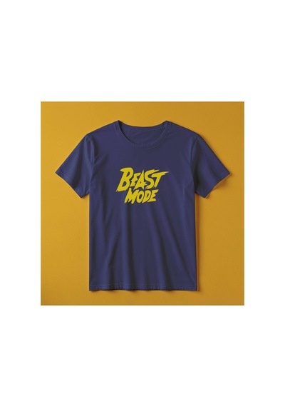 North Whiskers Beast Mode Baskılı %100 Pamuk Süprem Tişört - Lacivert Bisiklet Yaka T-shirt Lacivert - 797162243 Lacivert - 797162243 Lacivert