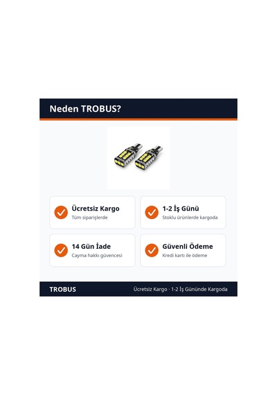 Trobus Oto Park Lambası T15 Ampul 12v 15 Led 2'li Beyaz