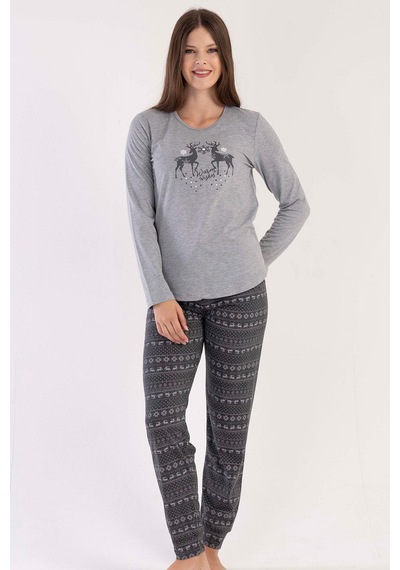 Vienetta Kadın Uzun Kol Antrasit Pijama Takımı C3t0n4o090 001