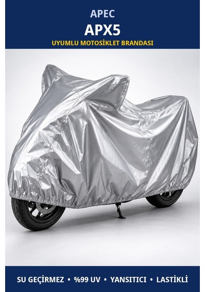 Apec Apx5 Uyumlu Motosiklet Brandası - Su Geçirmez, %99 Uv Korumalı, Yansıtıcı, Lastikli