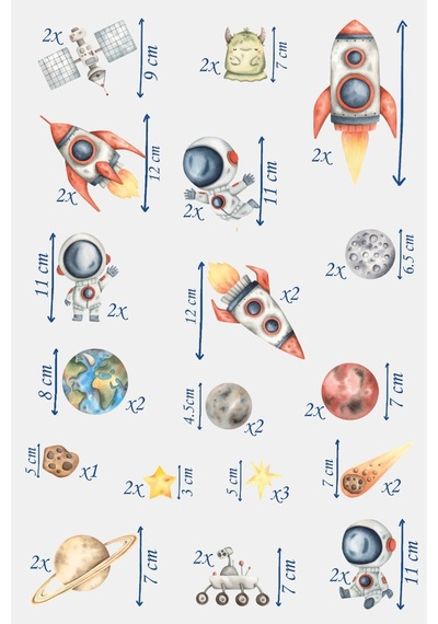 Uzay Temalı Çocuk Odası Sticker Seti