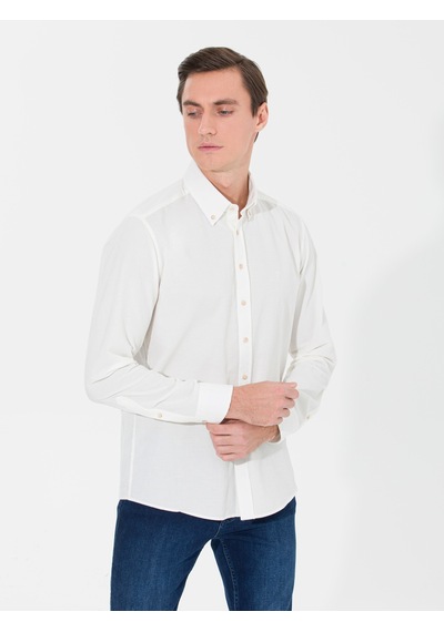 Cacharel Ekru Slim Fit Uzun Kollu Gömlek 15469610