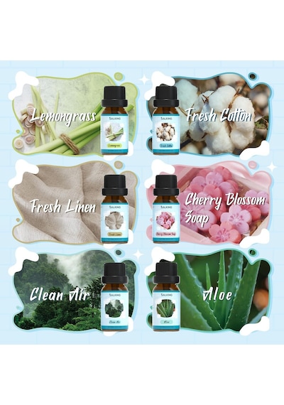 Salking Temiz Uçucu Yağ Seti 12x10ml, Aroma Terapisi İçin Ferahlatıcı Doğal Kokular