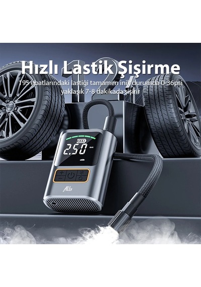 Ally St-5528 Dijital Basınç Göstergeli Oto Lastik Şişirme Pompası Hava Kompresörü- 5775
