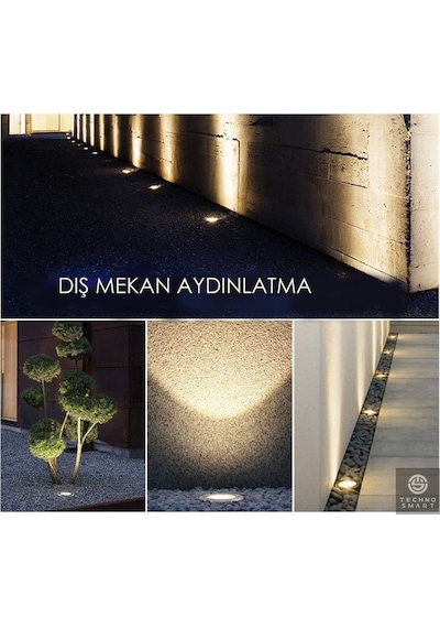Solar Güneş Enerjili 8 Ledli Kazıklı Çim Zemin Bahçe Aydınlatma 3 W Gün Işığı 1 Adet