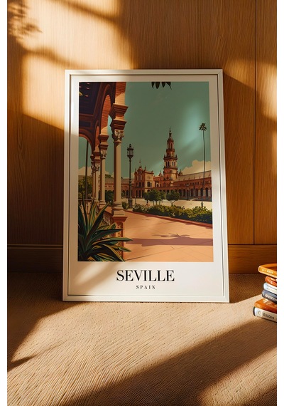 Seville Spain Vintage Seyahat Posteri Çerçeveli Tablo - Premium Endülüs Estetiği Elit Duvar Dekoru Beyaz Seville Spain Vintage Seyahat Posteri Çerçeveli Tablo - Premium Endülüs Estetiği Elit Duvar Dekoru Beyaz