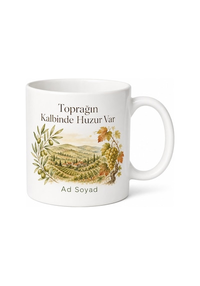 Turgutlu Doğası Ege Ruhu Manisa Hatırası Kahve Kupası Porselen Hediye Bardak Beyaz / Çok Renkli