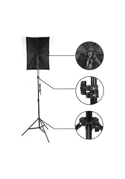 Pdx Tek Duylu Ampulsüz 2'li Softbox Seti + 2 M Ayak + Çanta