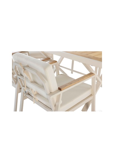Milas Alüminyum 6 Sandalye+masa 80 140 Bahçe Balkon Mutfak Masa Takımı Krem