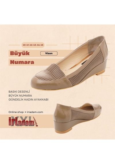 41-42-43-44 Numara 17309 Vizon Baskı Büyük Numara Gündelik Kadın Ayakkabısı VIZON