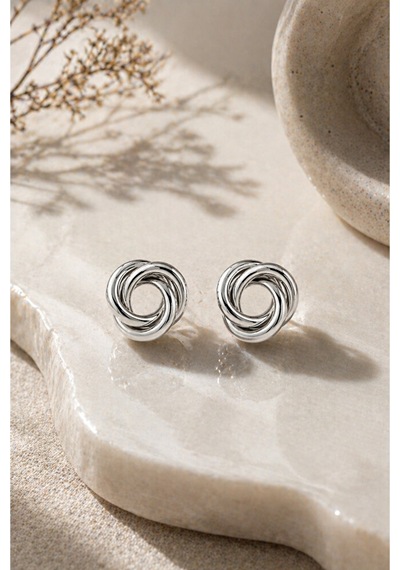 Spiral Düğüm Küpe Altın Gümüş Renk Minimal Şık Günlük Kullanım 1. 06626427