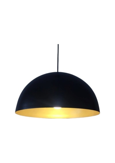 S Retro Siyah Içi Sarı Metal Sarkıt Avize 40 Cm Siyah