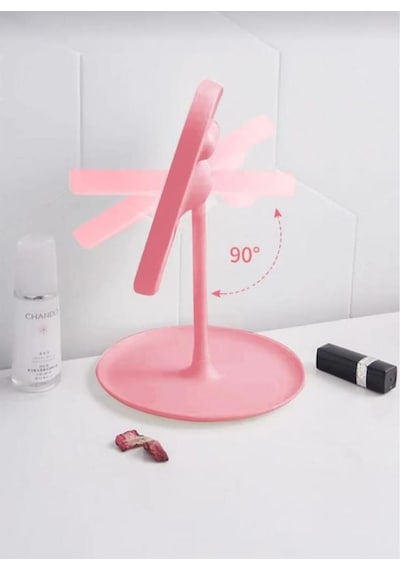 Dokunmatik Led Işıklı Usb Şarjlı Makyaj Aynası Kare Pembe Gün Işığı Ve Beyaz Işık Özelliği-sm8036 Pembe