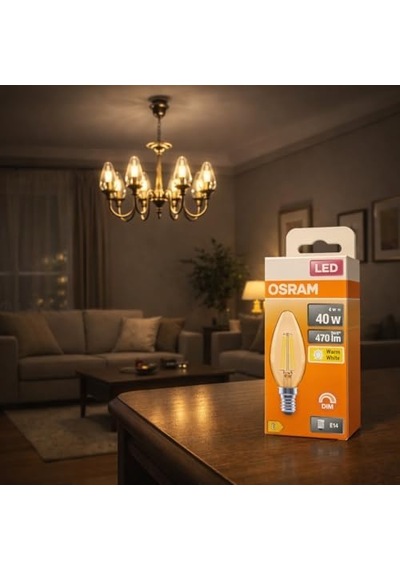 Led Mum Ampul 4w E14 2700k Dimmer Uyumlu 4'lü Paket 470 Lümen Sarı Işık Şeffaf Filament Ampul 40w Eşdeğer