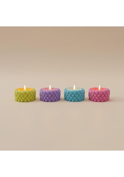 4'lü Renkli Tealight Mumluk Seti Dekoratif Taş Mumluk, Modern Ev Dekoru, Masa & Salon Dekorasyonu İçin Mumluk Se Diğer