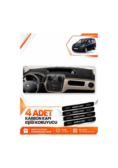 Dacia Dokker 2012-2020 Uyumlu Ön Örtüsü Torpido Koruma Koruyucu Kılıfı Halısı - Siyah Bej