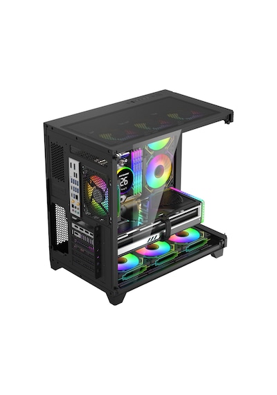 Sirius Black Argb Panel 7x Fan Kumanda Ve Kontrolcü Atx Boş Bilgisayar Kasası Siyah