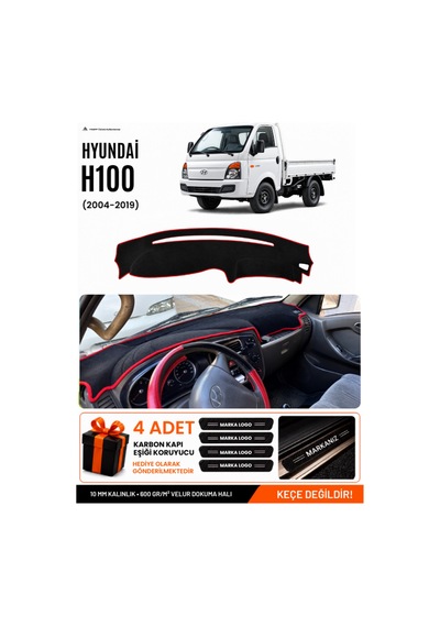 Hyundai H100 2004-2019 Uyumlu Torpido Örtüsü, Torpido Kılıfı - Siyah Kırmızı