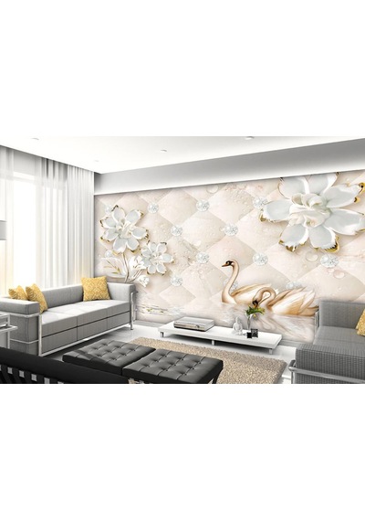 3D Porselen Çiçekler Duvar Kağıdı (397463691)