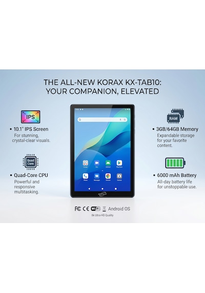 Korax KRX-TAB10 10.1" 3 GB 64 GB Android Tablet