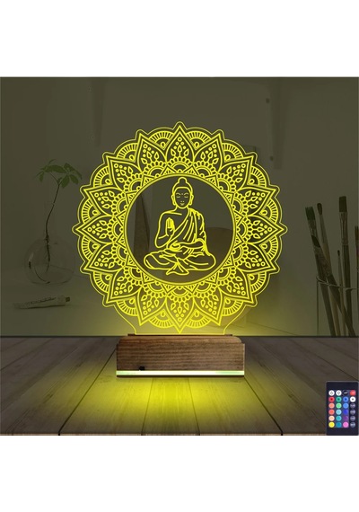 Luvivia Mandala Yoga 3d Lamba - Masa Gece Lambası Şeffaf