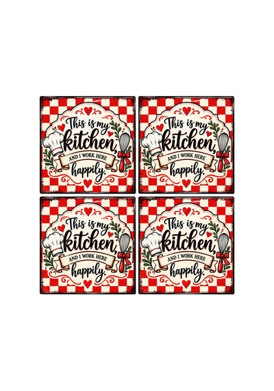 Gökçeoğlu Cam Bardak Altlığı Kitchen 4'lü Takım 10cm X 10cm Çok Renkli
