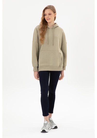 U.S. Polo Assn. Kadın Açık Haki Şardonlu Kapüşonlu Sweatshırt 50313567-VR183