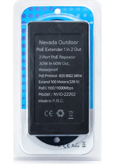 Nvd-2202 10/100/1000 1 In 2 100m Gigabit Poe Repeater Extender