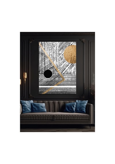 Modern İz Gold Line Minimal Sanat Cam Tablo - Modern Tarz Ev Dekorasyonu Doğa Ve Manzara Temalı Dekoratif Duvar Tablosu, Salon, Yatak Odası Ve Ofis Dekoru,