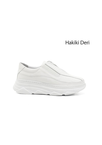 Gönderi(R) Gönderi R Beyaz Fermuarlı Dolgu Taban Hakiki Deri Sneaker Beyaz