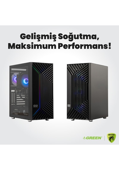 Green GRIFFIN G3 PLUS i5-14400f 16 GB 512 GB SSD RTX5060 Free Dos Oem Paket Masaüstü Oyuncu Bilgisayarı