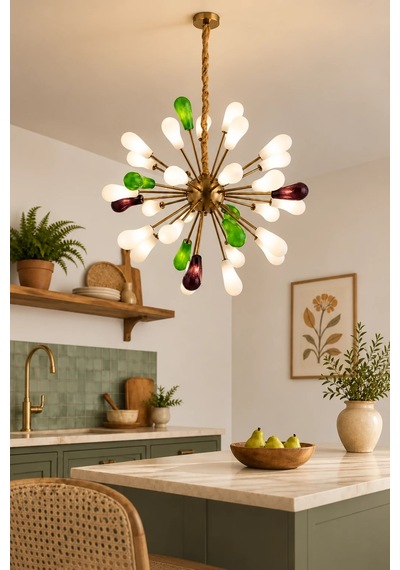 Modern Premium 36 Lı Avizesi Çok Kollu Sarkıt 80 Cm Mutfak Salon Modelleri G9 Duy Ampül Hediyeli Gold