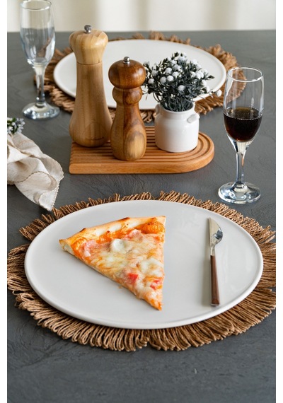 2'li 32 Cm Porselen Yalın Pizza Tabağı Beyaz