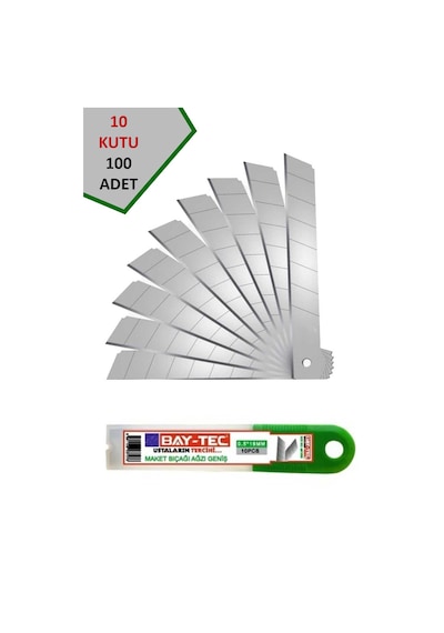 Bay-Tec Mk1560 Maket Bıçağı Geniş Ağız 10 Kutu 100 Adet (0,5*18)