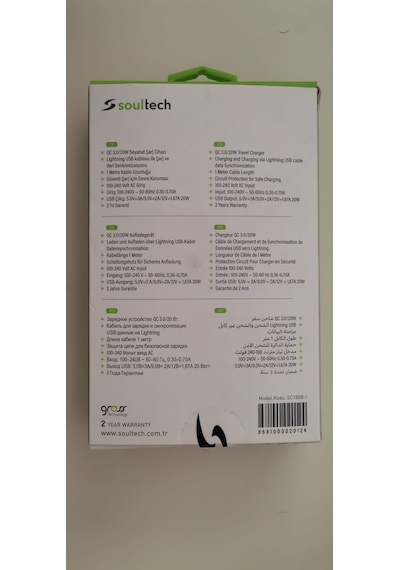 Soultech SC180B-I 20 W QC/3.0 USB-A To Lightning Seyahat Şarj Aleti Beyaz