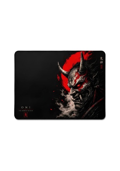 Baskılı Dijital Tasarımlı Oyuncu Mouse Pad, Kaymaz Taban, Dikişli Gaming Mouse Pad Oni 50x40 Cm