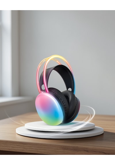 Kulak Üstü Bluetooth Kulaklık Renkli Işıklı Unisex Kablosuz