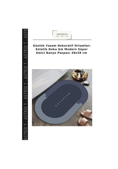 Günlük Yaşam Dekoratif Ortamları Estetik Doku Şık Modern Süper Emici Banyo Paspası 38x58 Cm Diğer