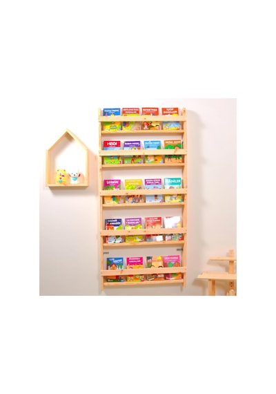Markaawm Çocuk Odası Eğitici Montessori Kitaplık Mobilya Raf Duvar Rafı 5 Çok Renkli