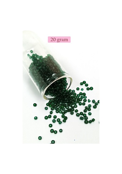 Dökme Cam Kum Boncuk 8/0 3 Mm - 20 Gram - Şeffaf Koyu Yeşil - Bnc155 Diğer