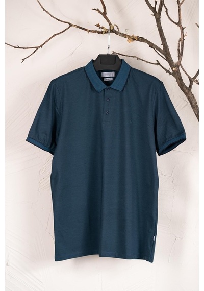 Polo Yaka Büyük Beden Suprem Penye Erkek T-Shirt Petrol Mavisi
