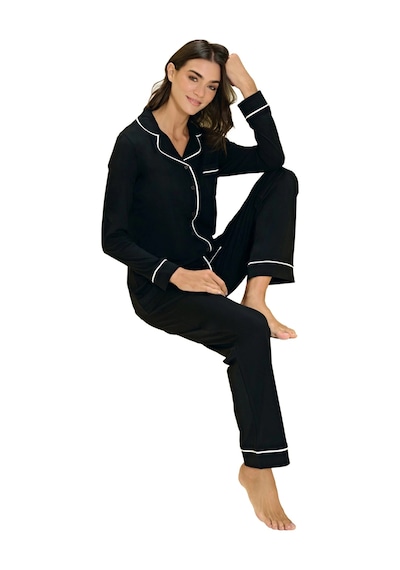 Over Sleep By Poleren Over Sleep 3303 Kadın Uzun Kol Modal Önden Düğmeli Pijama Takım M-l-xl-xxl Siyah Over Sleep By Poleren Over Sleep 3303 Kadın Uzun Kol Modal Önden Düğmeli Pijama Takım M-l-xl-xxl Siyah