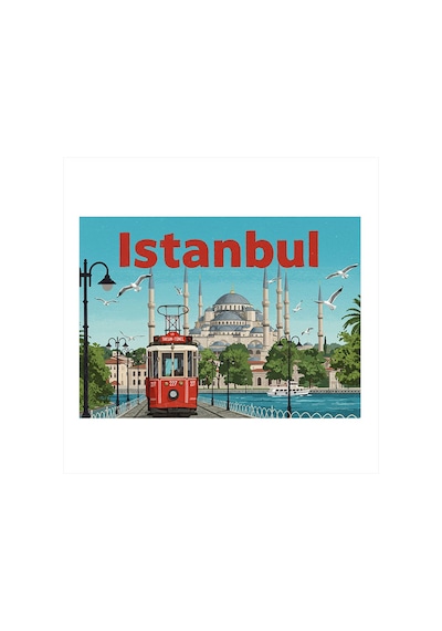 İstanbul Tramvay Posteri Art Mdf Tablo